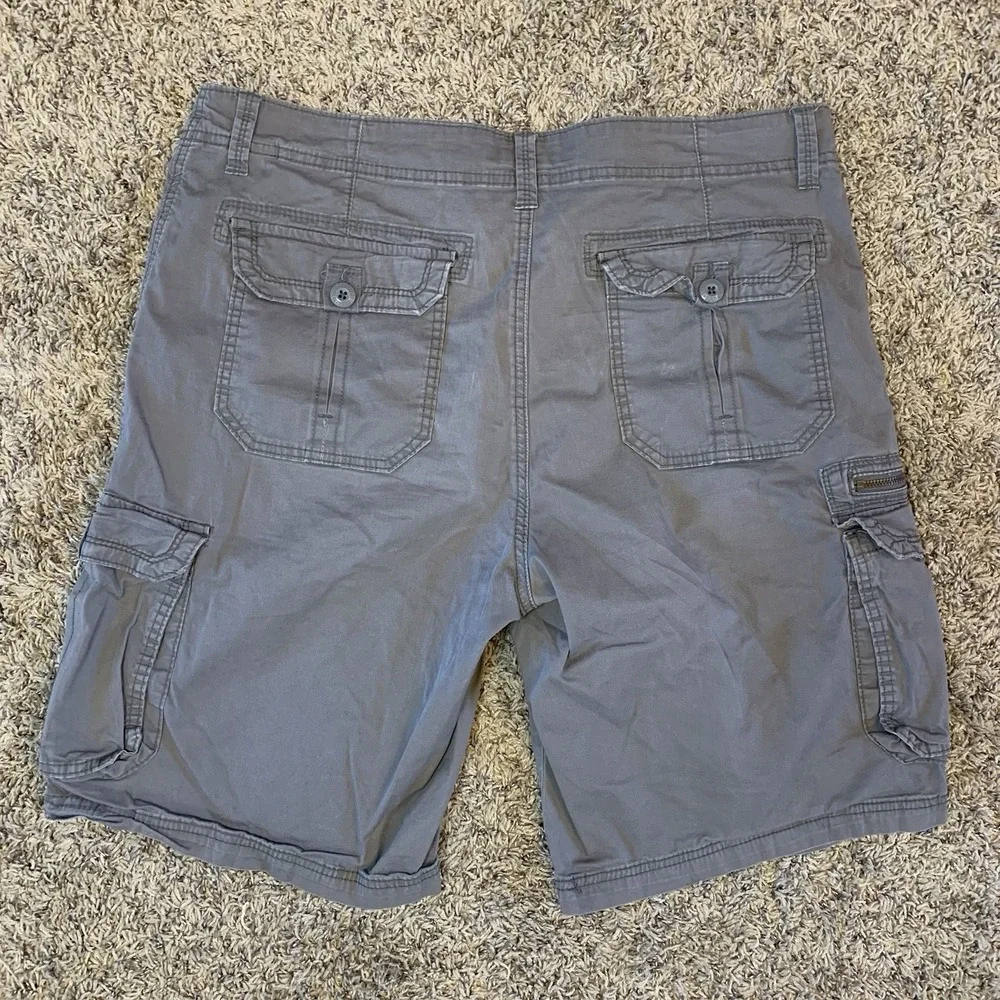 Union Bay Cargo Shorts Mens 36 Waist Gray Pockets Utility Cotton Faded 90s Y2K